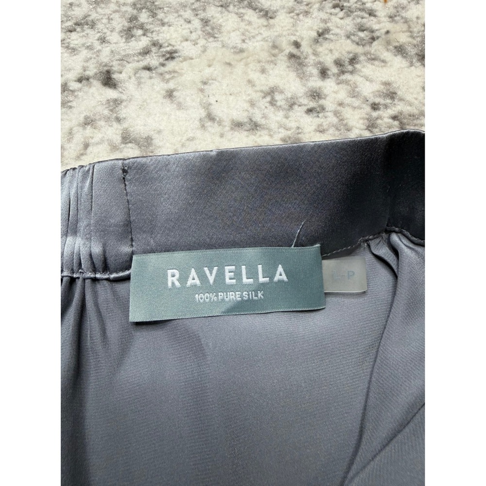 RAVELLA Blue Gray Wide Leg Pants 100% Pure Mulberry Silk Women's L-P NEW - Picture 6 of 9